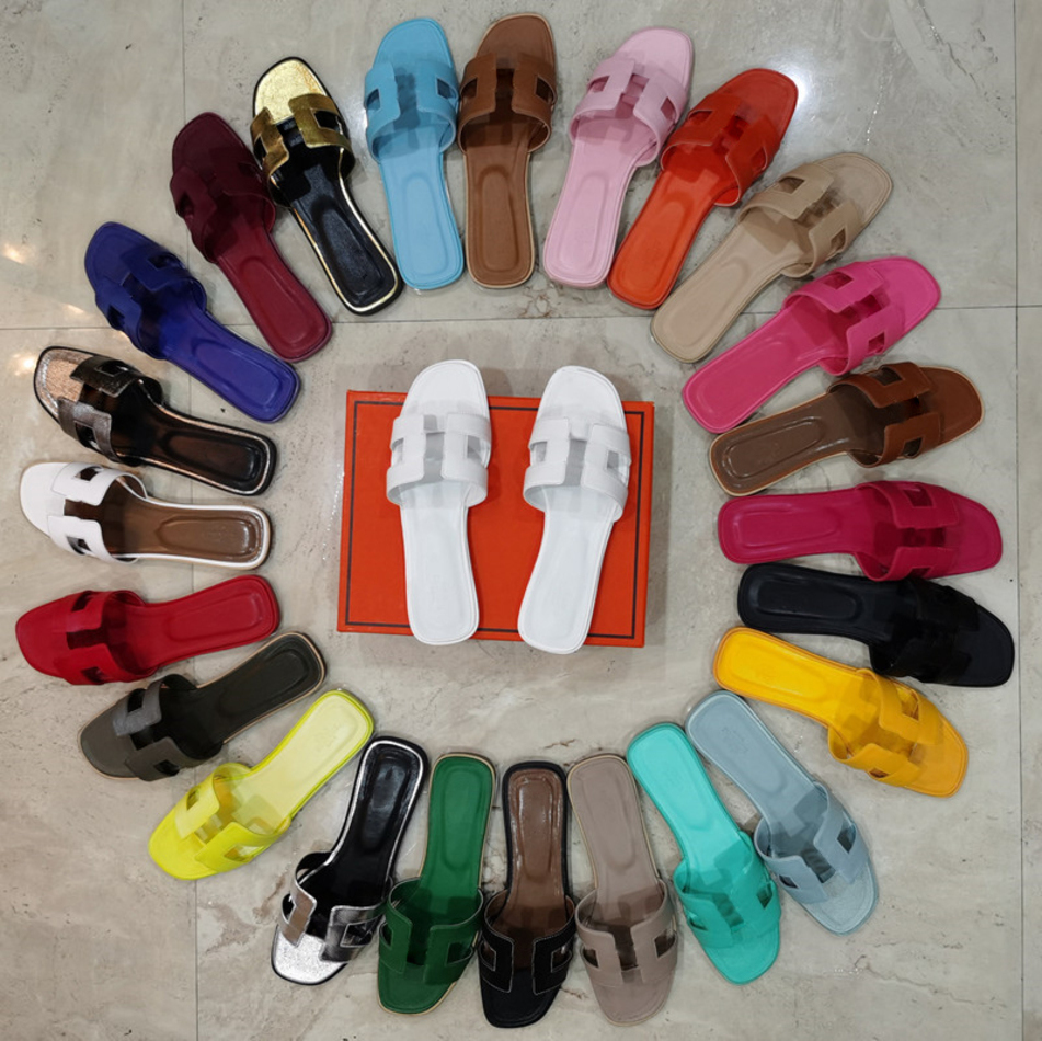 

famous brand Beach slippers Classic Flat heel Summer Designer Fashion flops leather lady Slides women shoes Hotel Bath Ladies se, #15