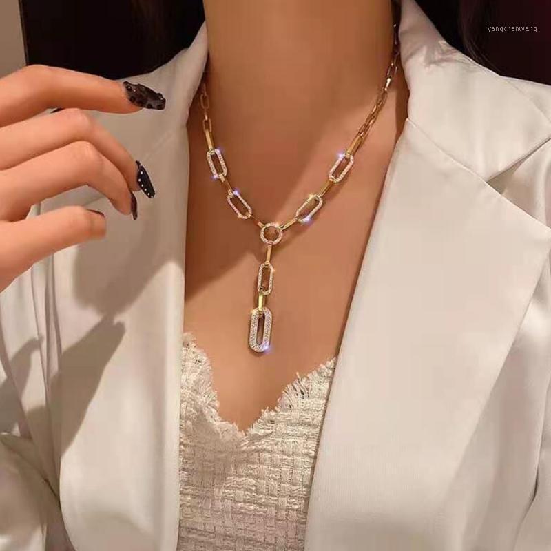 

Chains Crystal Long Pendant Necklace Women's Temperament Rhinestone Clavicle Sweater Chain Personalized Jewelry Gift
