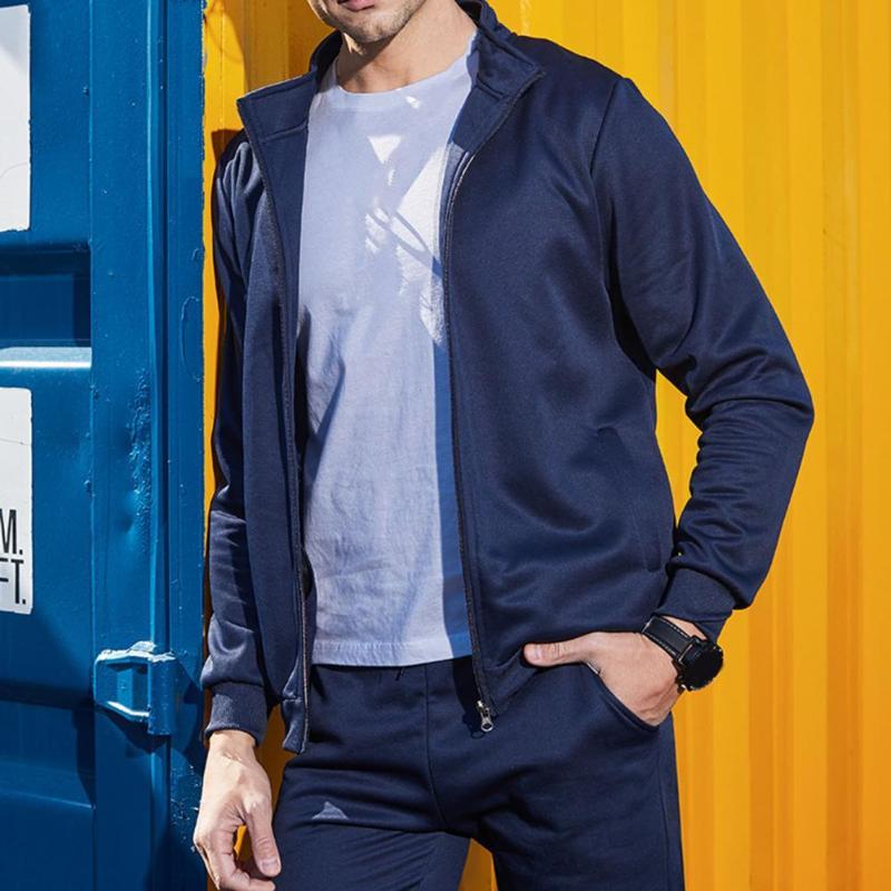 

Men's Tracksuits 2 Pcs/Set Coat Suit Trendy Wear-resistant Pants Zipper, Gray