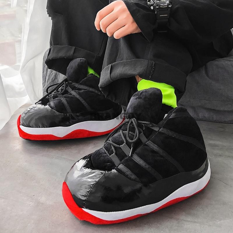 

Unisex Big Size 35-45 Winter Slippers Women Snug Sneakers Ladies Warm Home Men/Women House Floor Shoes Woman, Black