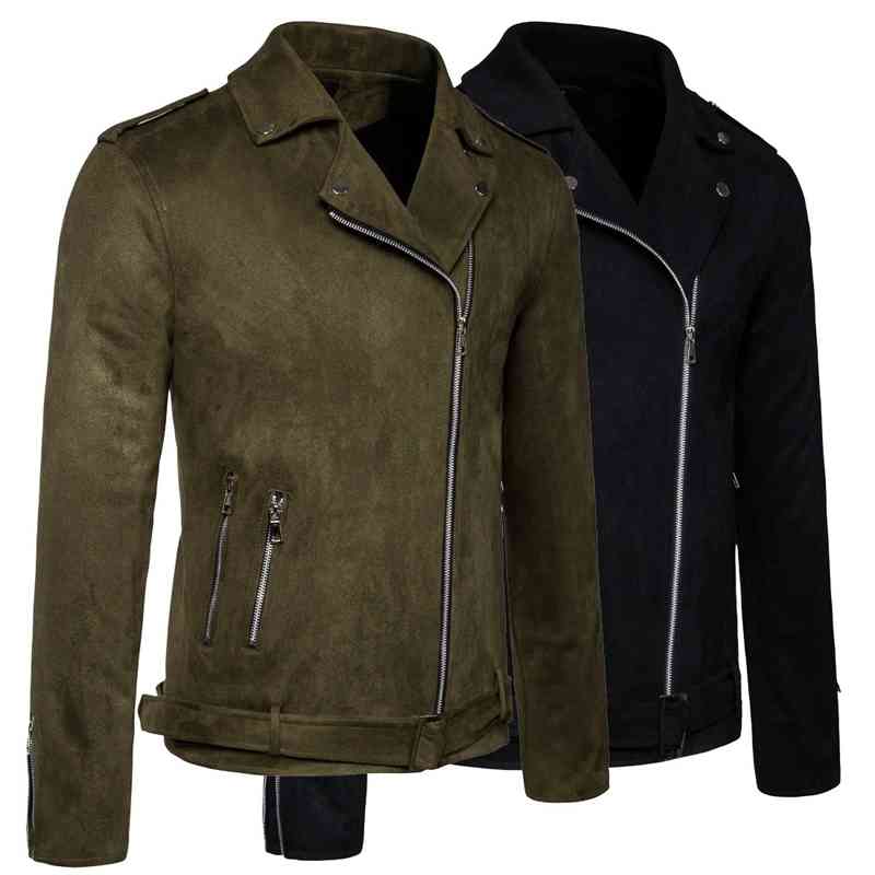 

Large diagonal zipper lapel jacket casual coat European fashion men's Cross, Black