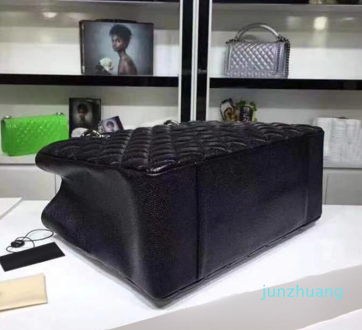 

Designer- Women classic designs women handbag caviar silver leather totes fashion shoulder purse, Top quality