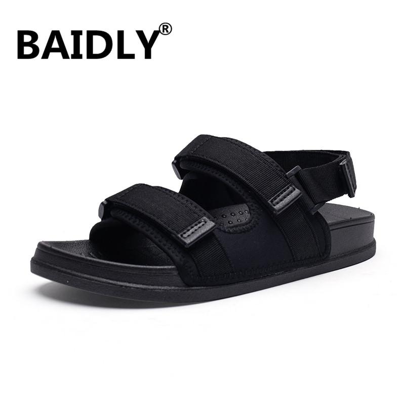

Sandals Summer Men Breathable High Quality Mesh Man Flats Fashion Casual Beach Men's Slippers Shoes Plus Size 45, Black