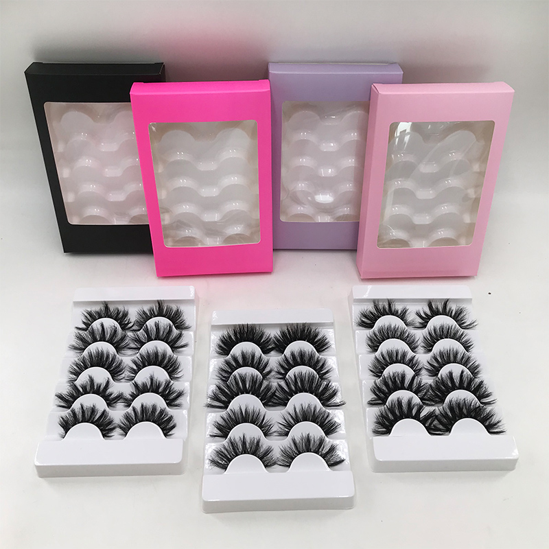 

Latest 5 pairs Eyelash Package Box One Tray With Different 3D Lashes Natural Long False Eyelashes