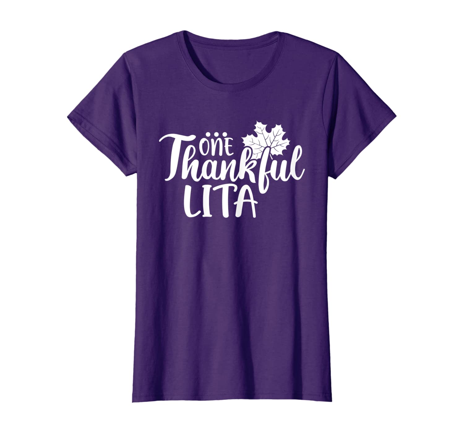 

Womens One Thankful Lita Spanish Grandma Thanksgiving Autumn Fall T-Shirt, White;black