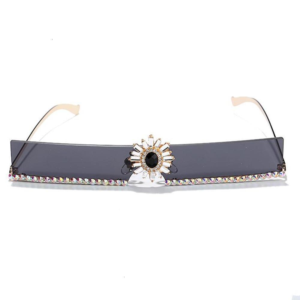 

sunglasses Fashionable sun frames man woman Narrow rectangular shape Handmade Rhinestone Marine Color Sunglasses Metal crystal, Black