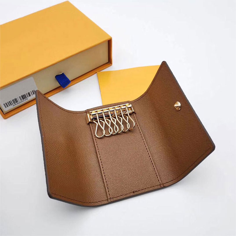 

High Quality Key Wallets Brown flower famous classical designer women key holder Luxury purse Genuine Leather men card holders Hasp imitation wallet key ring M62630, Old flower