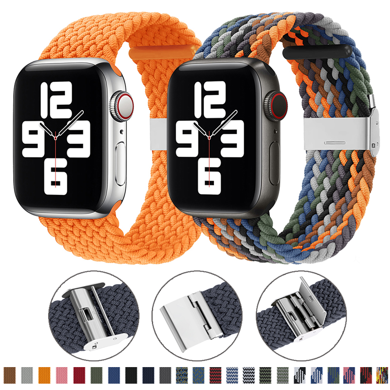 

Nylon fabric band for Apple Watch Ultra strap Series 8 7 6 SE 5 4 3 38mm 40mm 42mm 44mm 49MM 45MM Adjustable Braided Solo Loop Elast for iwatch strap