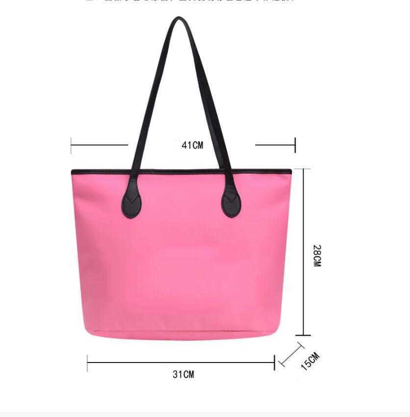 Fashion Bags sequined pink handbag with letters, large capacity nylon waterproof female bag