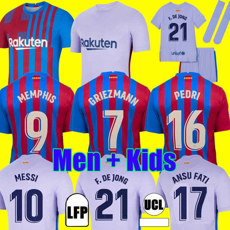 

tops Camisetas football MEMPHIS PEDRI Kun Aguero Barcelona soccer jerseys BARCA FC 21 22 ANSU FATI 2021 2022 GRIEZMANN F. DE JONG DEST kit shirt men kids sets socks, Away kids