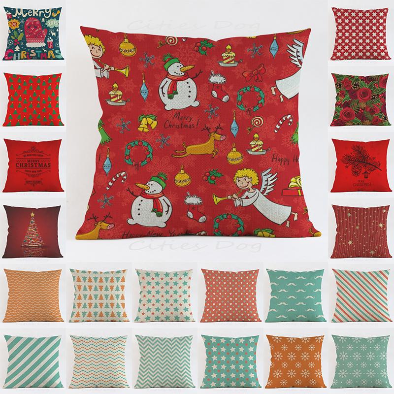 

Christmas Pillow Cushion Cover Geometric Cartoon Home Decoration Accessories Kussenhoes Pillowcase Cojines Decorativos Para Sofa Cushion/Dec
