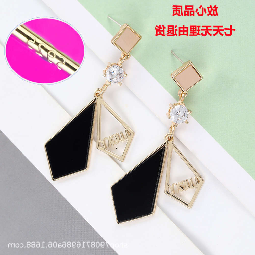 

earrings Diamond temperament long earrings fashion shiny Zircon women's slim S925 personalized Earrings, Golden