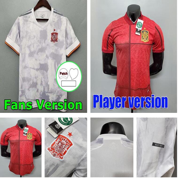 

20 21 Player Version Spain Fans Pre Match Training Asensio soccer jerseys RAMOS MORATA 2021 Espana Goalkeeper camisetas Football Shirts, White