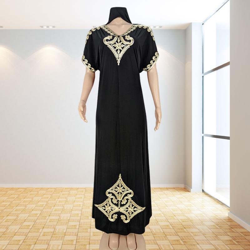 

Ethnic Clothing Caftan Abaya Dubai Turkey Islam Kaftan Muslim Hijab Short Sleeve Summer Dress Embroidery Dresses For Women Robe Arabe Djella