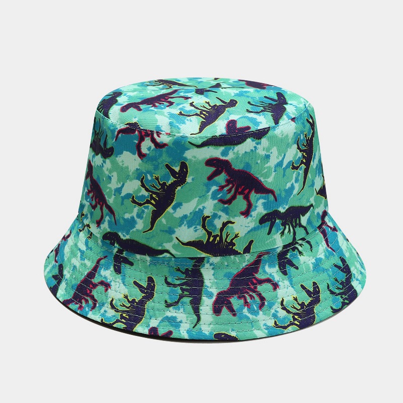 

LDSLYJR 2022 Cotton Cartoon dinosaur two sides wear Bucket Hat Fisherman Hat outdoor travel hat Sun Cap Hats for Men and Women 102
