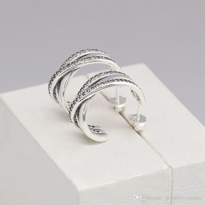 

100% 925 Sterling Silver Hook Earring Original retail box for Pandora 18K Rose Gold Stud Earrings Christmas Gift for Women