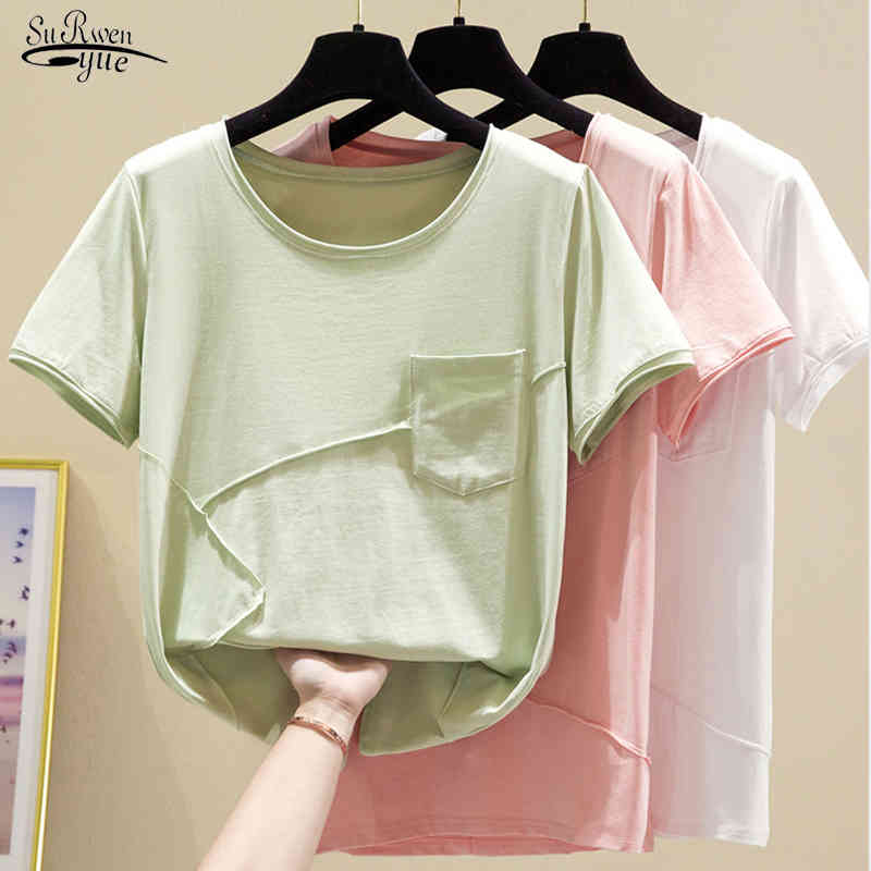 Vêtements d'été de style coréen Vintage en vrac Coton Femme Blouse Solide à manches courtes Pullor Tops Blusas 9480 210508