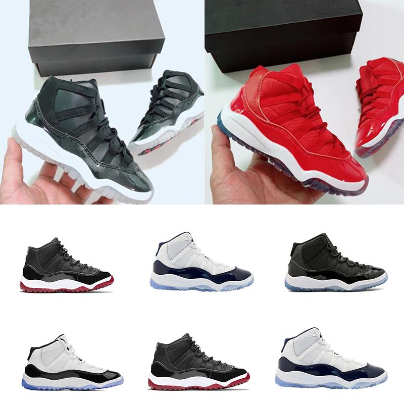 

Bred XI 11S Kids Basketball Shoes Gym Red Infant & Children toddler Gamma Blue Concord 11 trainers boy girl tn sneakers Space Jam Child GNq