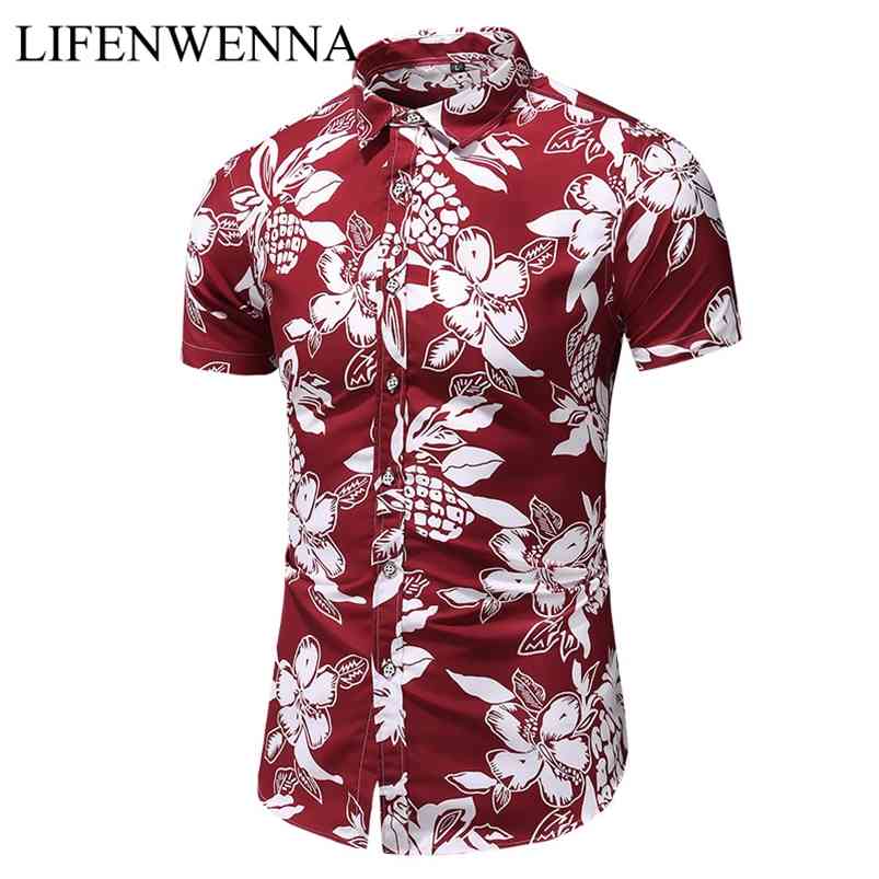 

Summer Arrival Shirts Men Fashion Print Short Sleeve Hawaiian Shirt Male Casual Flower Slim Fit Beach Shirts Plus M-7XL 210708, 6917 black