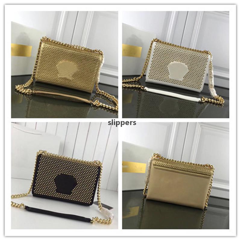 

Designer Luxury Palazzo Collection calf strass crystal spike stud Chain shoulder Gold Tone Clutch Crossbody Messenger bags Size: 24x11x18CM, Don't pay it