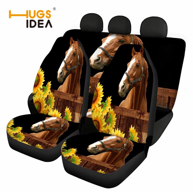 

Black Horse Design Comfortable Car Seat Covers Sunflower Animal Print For Most Of Front And Back Full Set Chair