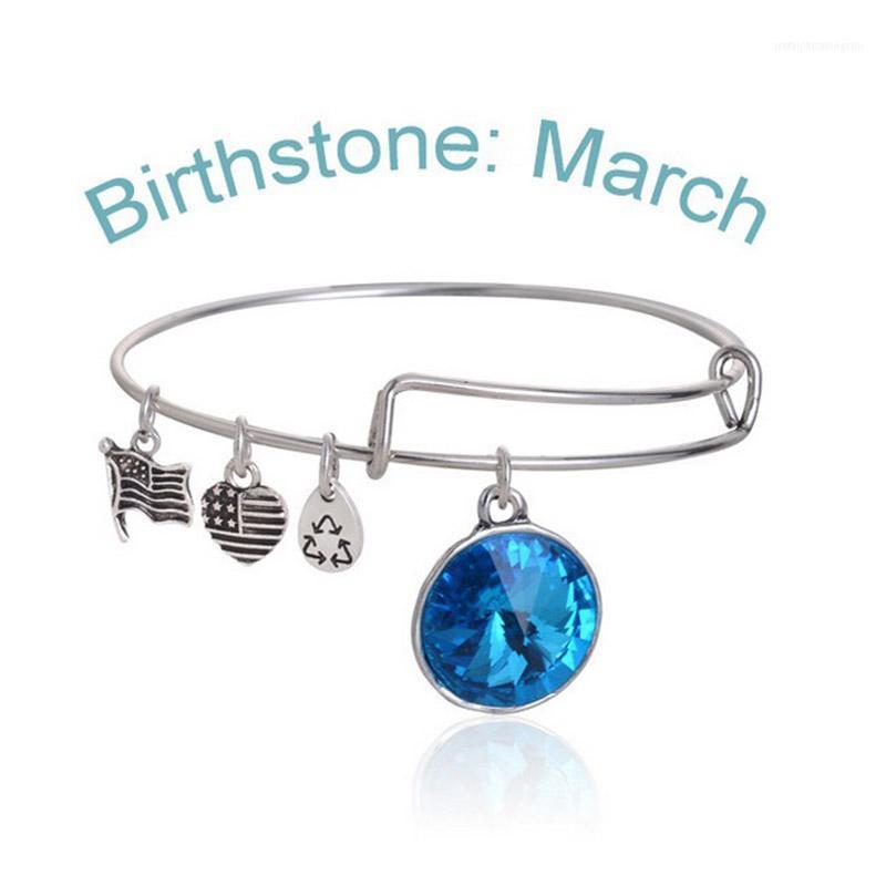 

Bangle Adjustable Birthstone Charm Bangles Bracelets Silver Plated Friend Birthday Gifts Crystal For Women Kids1