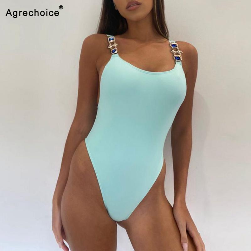 

Sexy One Piece Swimsuit 2021 Diamond Swimwear Women Push Up Monokini Bodysuit Bathing Suits Summer Beach Wear Swimming Suit One-Piece