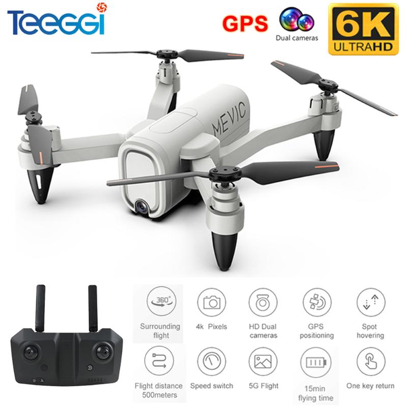 

Teeggi H6 GPS Drone With 4K 6K HD Dual Camera 2.4G 5G WiFi FPV Fixed Height Mini Quadcopter RC Toy Drones VS E525 L900 PRO