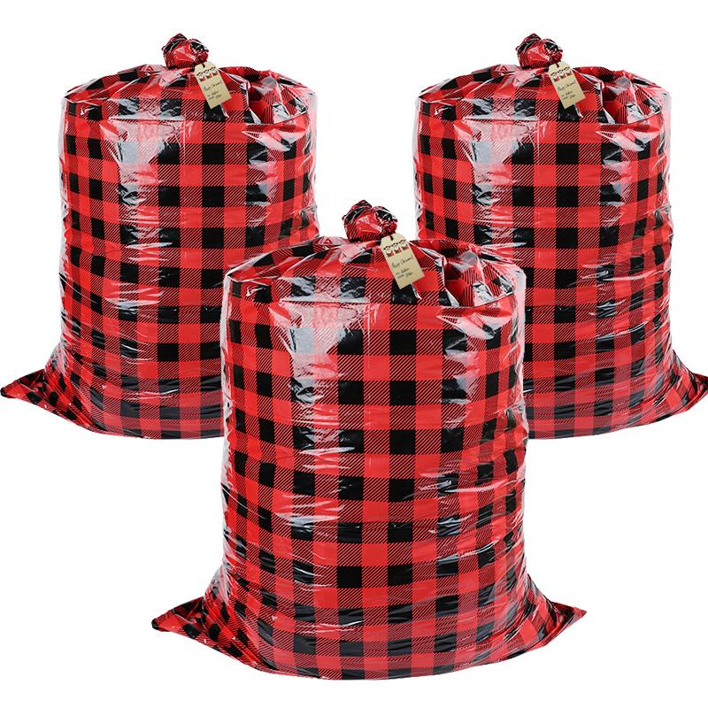 

Christmas Decorations Checkered Gift Bags Set Holiday Party Favors For Plastic Bag