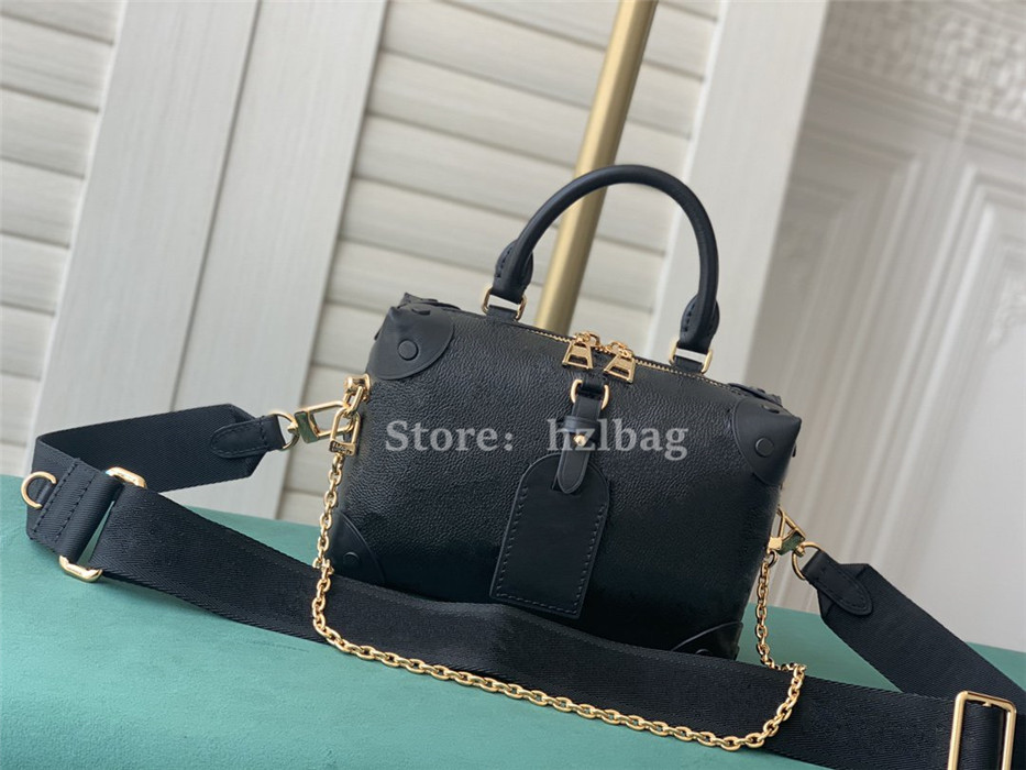 

Petite Malle Souple Designer Shoulder Bags Black Embossed grained cowhide leather Purse Wallet Cross Body Chain Bag M45393, Color 02