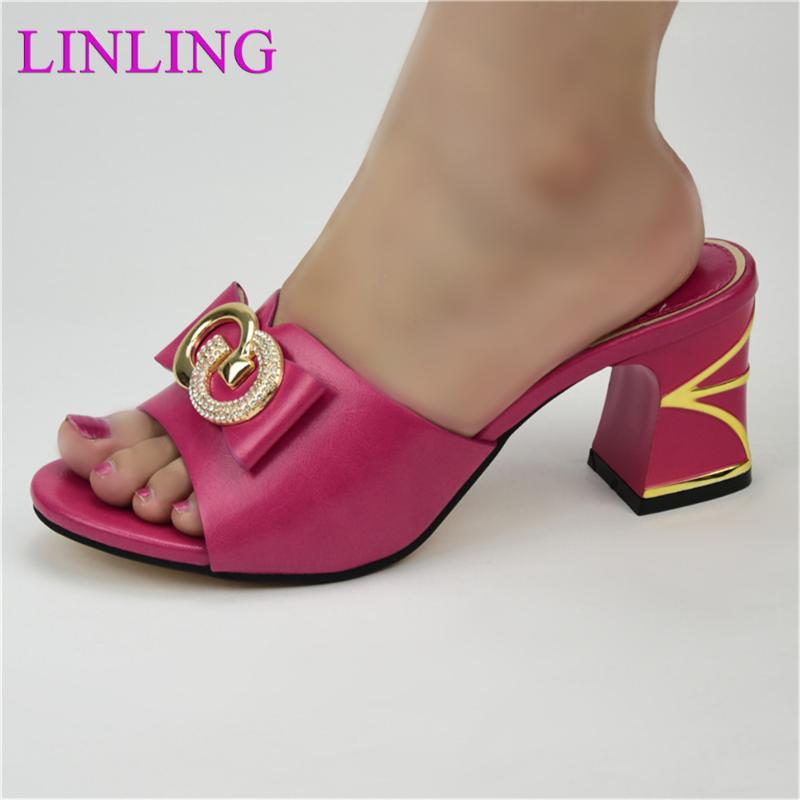 

Dress Shoes 2021 Women Slippers Elegant African Decorated With Rhinestone Crystal Shoe Ladies Footwear Comfortable, Black