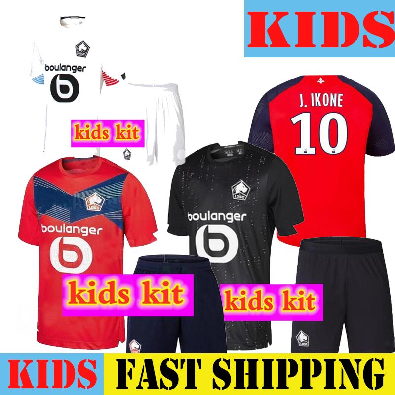 

KIDS kit 20 21 LOSC Lille soccer jerseys 2021 maillot foot FONTE ANDRE j.ikone Sanches BAMBA J.DAVID Yazici football shirts child, Black;yellow