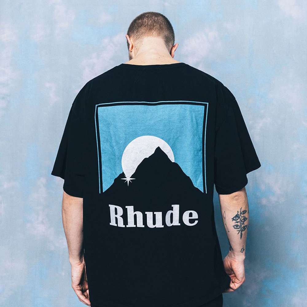 

Rhude Miscellaneous t shirt Men Women Sun Concerned Rh Graphics Printed Tea Light Oversize Shirts