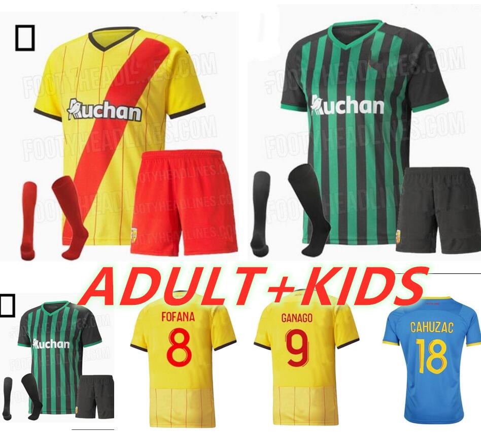 

21/22 maillot Lens RC soccer jerseys GANAGO GRADIT FORTES CAHUZAC PEREZ 2021 2022 LENS MAURICIO KAKUTA Equipment jersey Men kids Kits+socks full sets Football Shirts