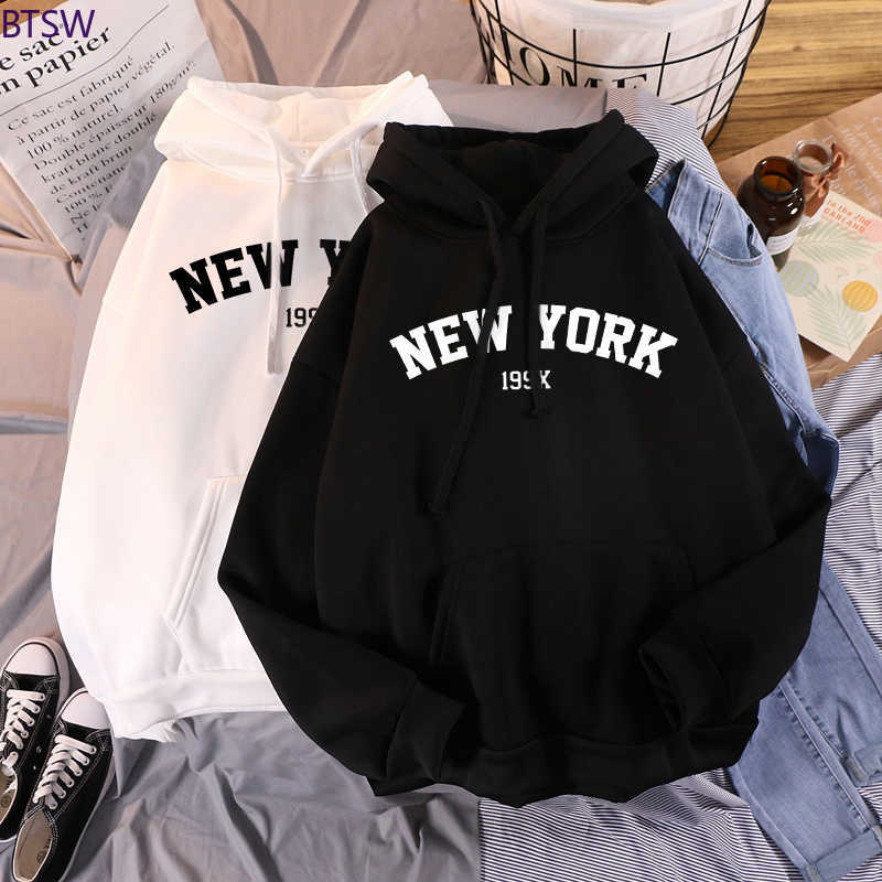 

NEW Colors Sweatshirts Autumn Winter Women's NEW YORK Printing Hooded Female 2021 Comfortable Warm Hoodies Lady Tops Pullovers H0909, Blank
