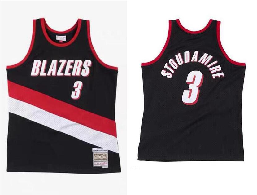 

Custom basketball Jersey Men Women youth S-6XL Portland Trail Blazers 3 Damon Stoudamire Mitchell & Ness 1999-00 Hardwoods Class, Black;red