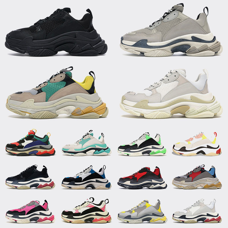 

New Designer Triple S Outdoor Shoes Mens Womens Clear Sole Brown Black Balencigas Sneakers Oversized Balencaiga Schuhe Beige White Glitter Neon Dark Green Trainers, B1 triple white 36-45
