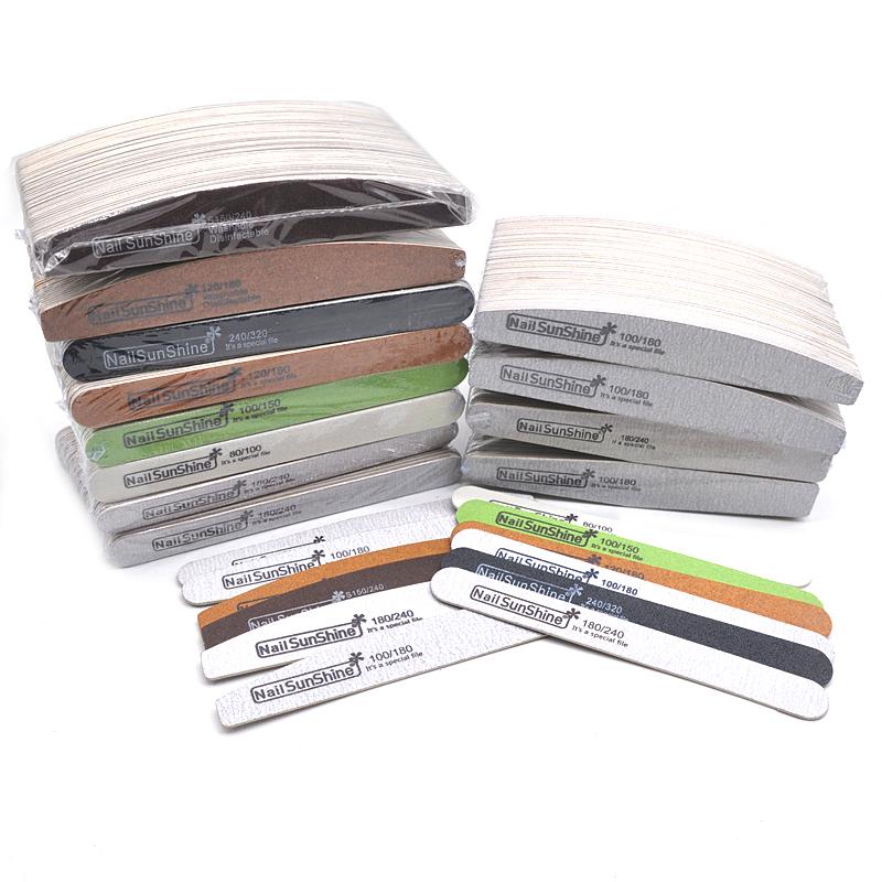 

Nail Files 200 PCS Wholesale Wood 80/100/180/240/320 Grit Thick Professional Emery Board Lime A Ongle Manicure Tools Accessores