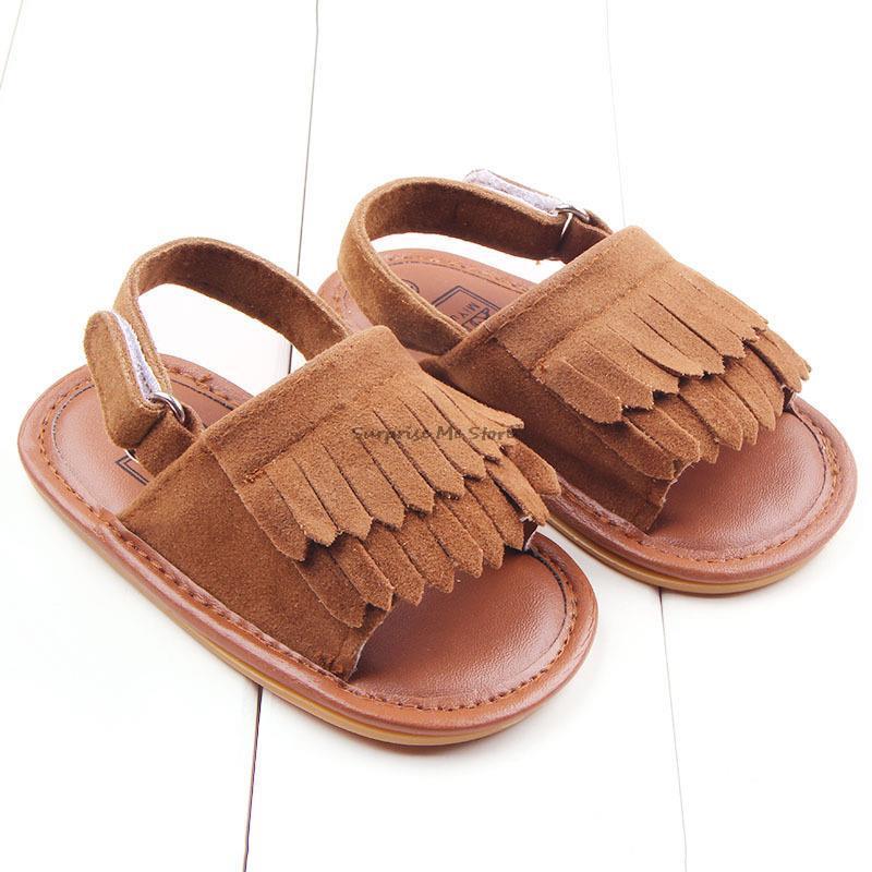 

First Walkers Summer 2022 Baby Girls Boys Tassels Sandal Toddler Beach Slippers Princess Sandals Born Brown Shoes For Kids, Ee03