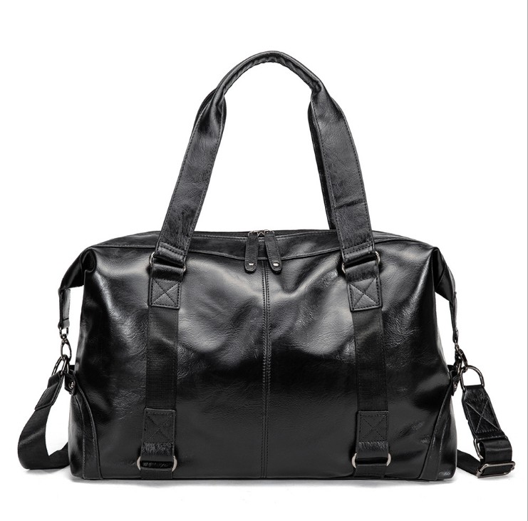 

Men Women Travel Bags Soft Leather Cowhide Carry Hand Luggage Shoulder Bag Male Female, Black
