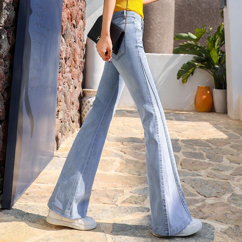 

Women's Jeans Denim Flared Pants 2022 Spring And Summer High Waist Korean Style Loose Thin Draped Trousers Wide-leg Women, Blue