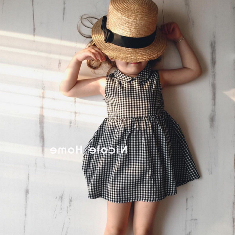 

kids dresses for girls plaid ruffles princess dress Europe & America baby girl party dress children clothing vestidos, Black