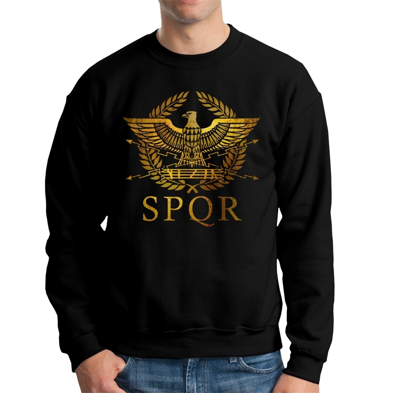 

SPQR Rome Men Hoodies Long Sleeve Geek Cotton Casual Pullovers, Black