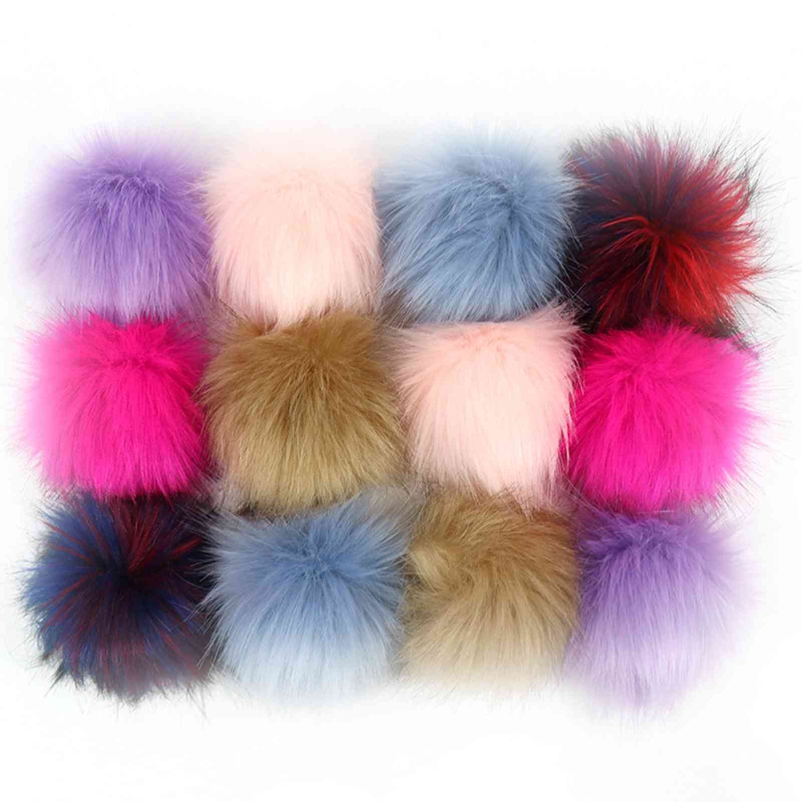 

Mixed Colorful Artificial Fiber Pom Balls Charms Pendant For Jewelry Making Ball Faux Fox Fur 10cm Dia.,12PCs/Packet