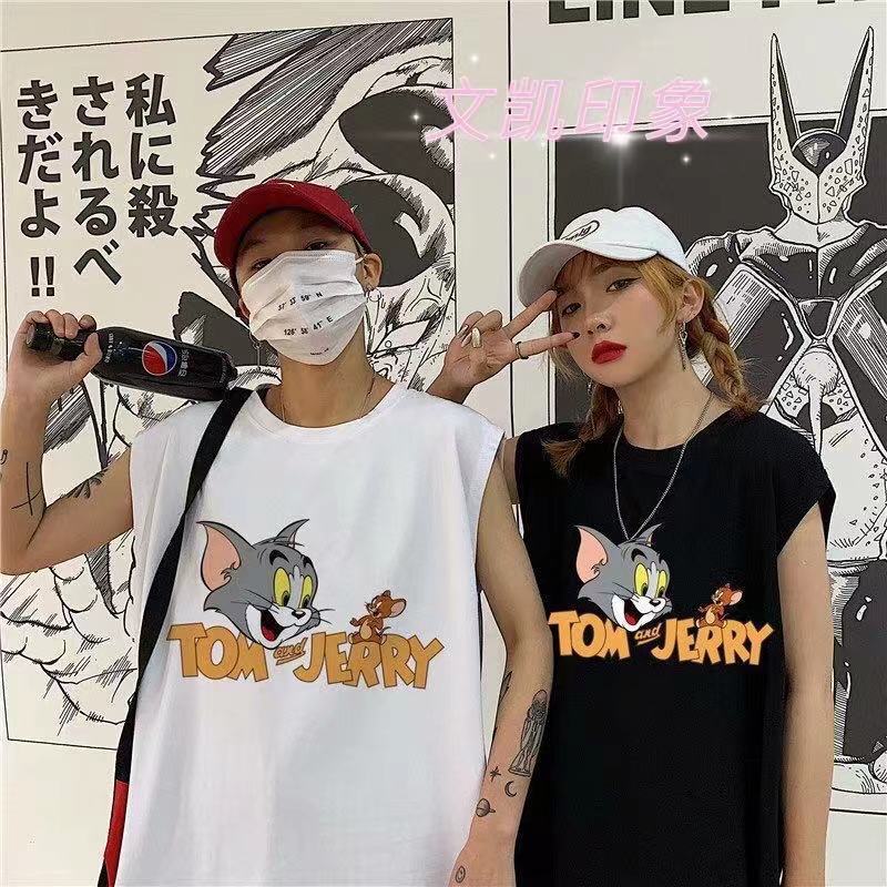 

summer new svels vt trend and mouse letter print couple's svels vt, Gray