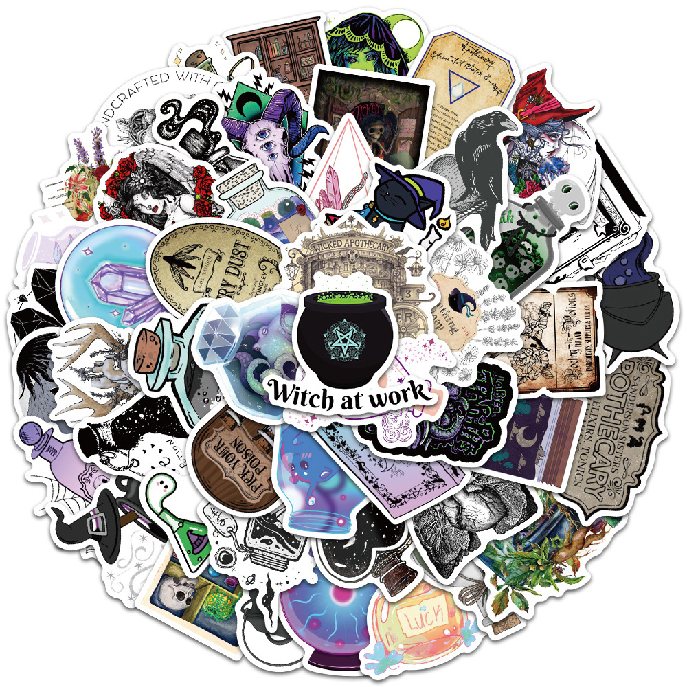 

50pcs/set poster Small waterproof Skateboard stickers Pharmacist Series Magical For notebook laptop bottle Helmet car sticker PVC Guitar Decals, Multi colors