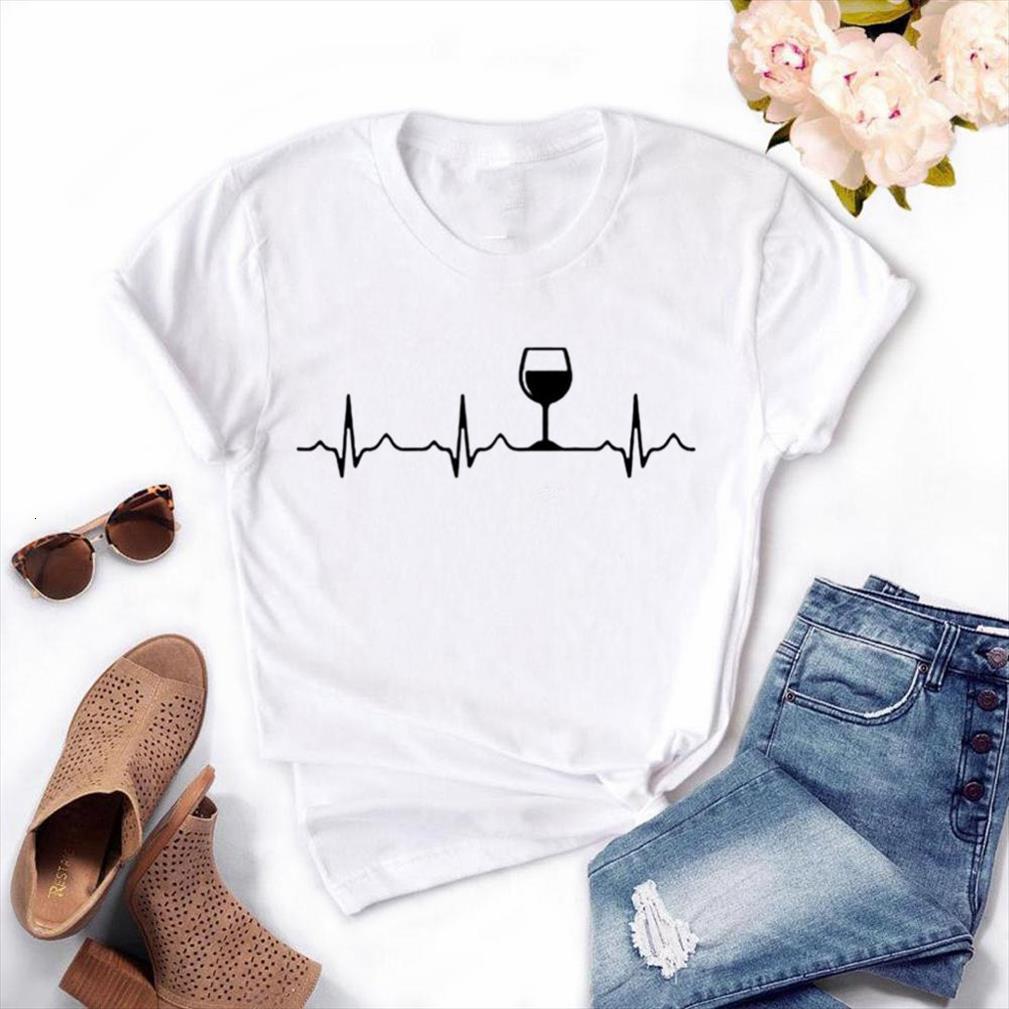 

wine heartbeat men casual mens t shirts funny lady yong girl tee higher quality drop ship, White;black