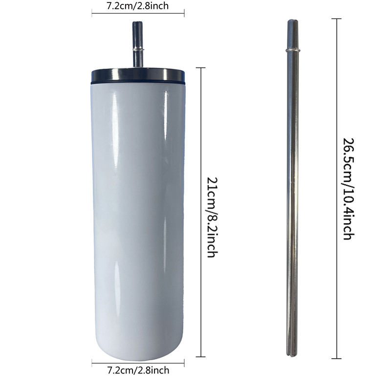 

Sublimation Tumbler 20oz Straight Tumbler with metal Lid and Straw Stainless Steel Skinny Travel Tumbler Vacuum Insulated Beer Coffee Mugs, White