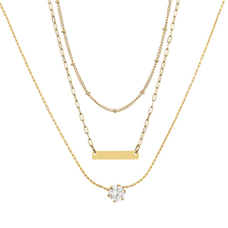 

Pendant Necklaces 2022 Fashion Women Multilayer Diamond Beads Chain Necklace Sexy Party Collarbone, Silver