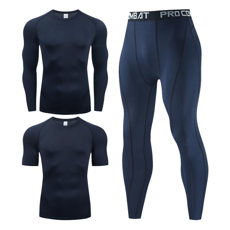 

Running Sets Men Compression Sportswear Set Basketball Jersey Match Suit For Youngster Workout Elastic Tracksuit Cycling Base Layers, Black;blue